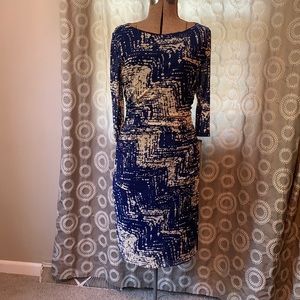 Kale Unger New York Printed Fitted Mesh Mid length Dress size L